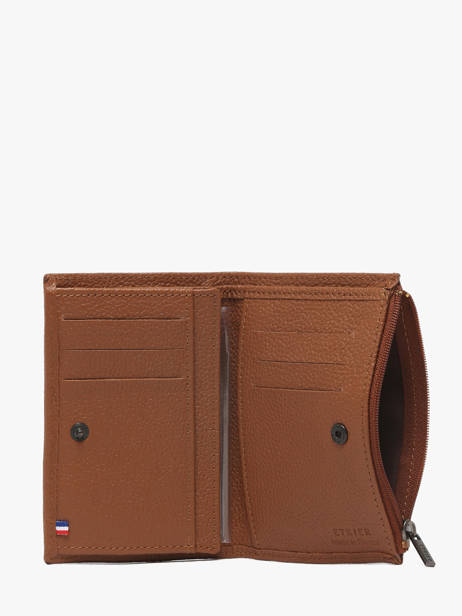 Wallet With Coin Purse Leather Etrier Brown madras EMAD619 other view 1